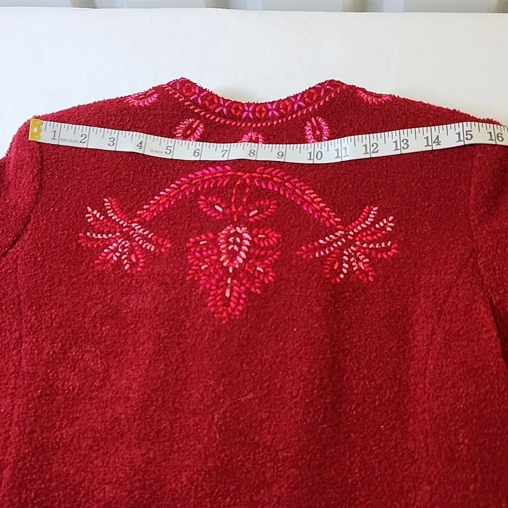 Linea by Louis Dell'Olio Red Textured Wool Blend Cardigan Jacket Size Small